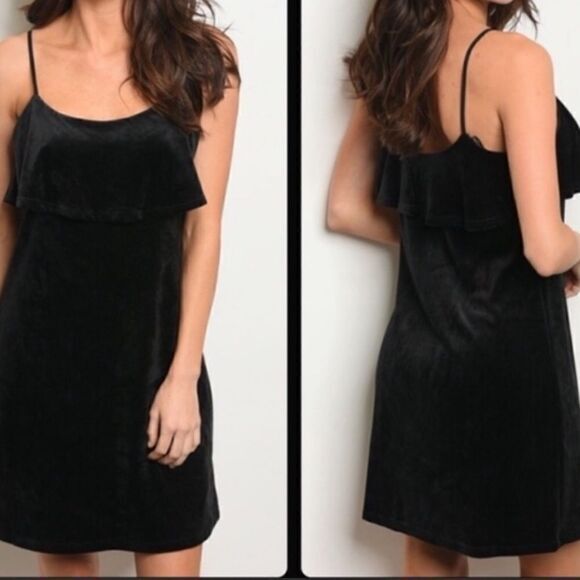 Velvet Mini Ruffle Dress - Picture 2 of 11